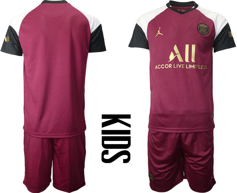 Youth 2020-2021 club Paris St German away red Soccer Jerseys->paris st german jersey->Soccer Club Jersey